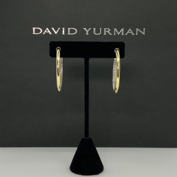 David Yurman 925 & 18k Gold Large Hoop Earrings - Picture 3 of 12